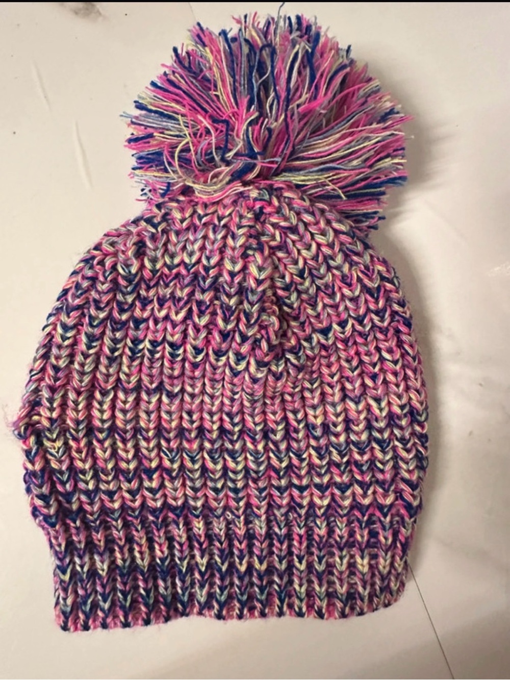 Baby’s Pink Multicolor Pom-Pom Knit Beanie